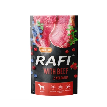 Rafi pástétom, felnőtt kutyáknak, MARHÁVAL, KÉK- és VÖRÖSÁFONYÁVAL, gabonamentes 500g alutasak