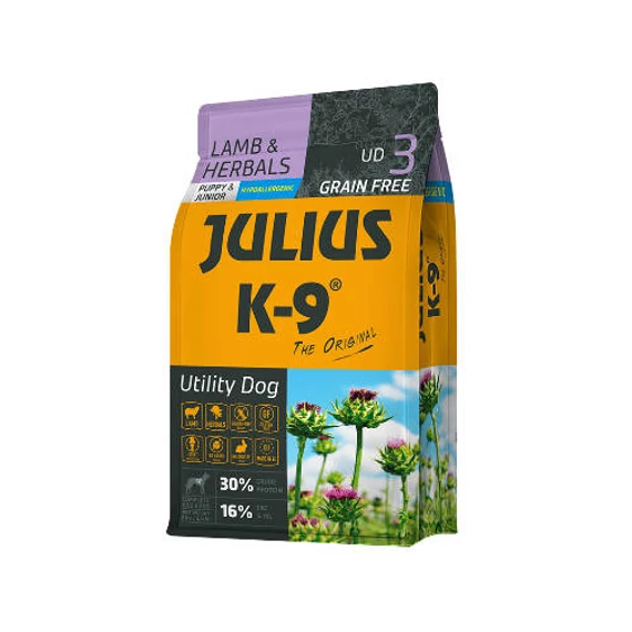 Julius K-9 Utility Dog Hypoallergenic Lamb,herbals Puppy (bárány,gyógynövény) száraztáp - Kölyök kutyák részére (3kg)