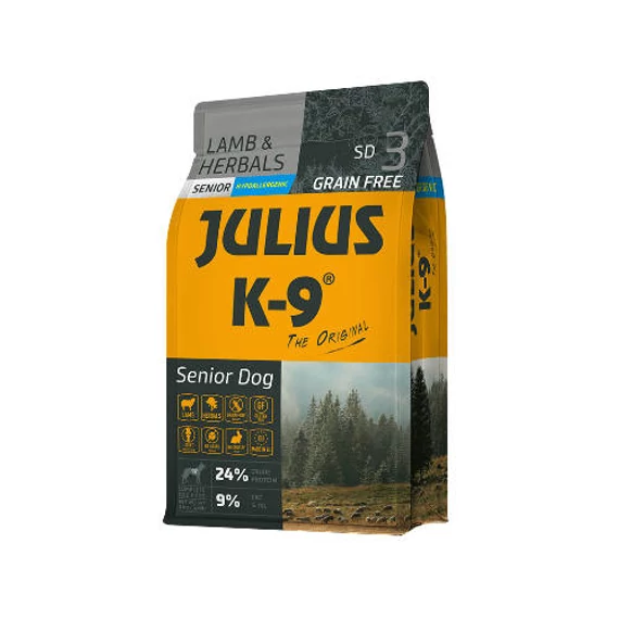 Julius K-9 Utility Dog Hypoallergenic Lamb,herbals Senior (bárány,gyógynövény) száraztáp - Idős,túlsúlyos kutyák részére (3kg)