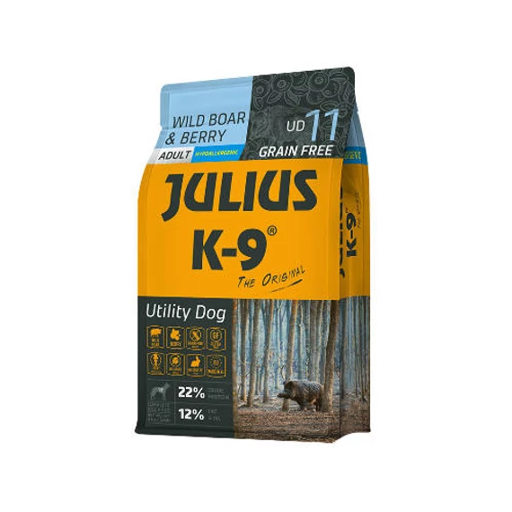 Julius K-9 Utility Dog Hypoallergenic Wild boar,berry Adult (Vaddisznó,bogyók) száraztáp - Felnőtt kutyák részére (3kg)