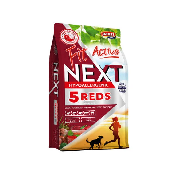 Panzi FitActive Next Hypoallergenic Five Reds Adult (vaddisznó,bárány,marha,bivaly,lazac) száraztáp - Ételallergiás, felnőtt kutyák részére