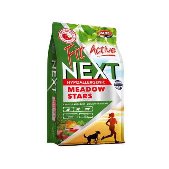 Panzi FitActive Next Meadow Stars Adult (nyúl,bárány,marha,rizs,alma) száraztáp - Ételallergiás, felnőtt kutyák részére