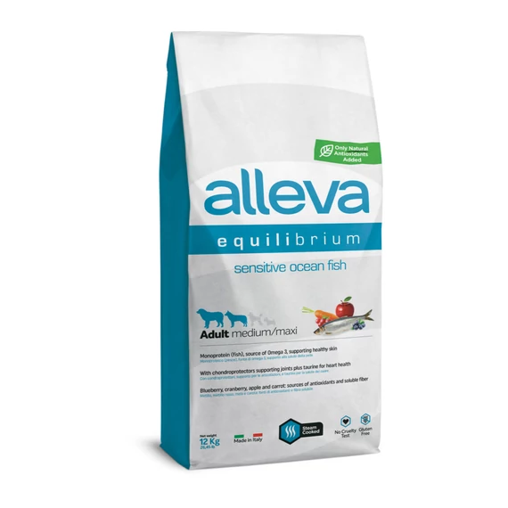 Alleva Equilibrium Medium / Maxi Érzékeny Felnőtt Kutyáknak Tengeri hal 12kg
