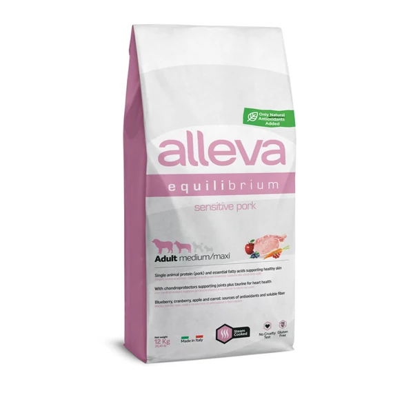 Alleva Equilibrium Medium / Maxi Érzékeny Felnőtt Kutyáknak Sertés 12 kg