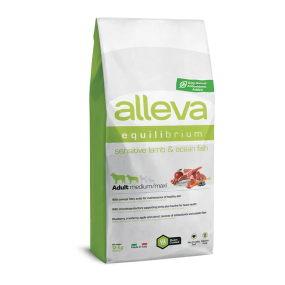 Alleva Equilibrium Medium / Maxi Érzékeny Felnőtt Kutyáknak Bárány & Tengeri hal 12 kg