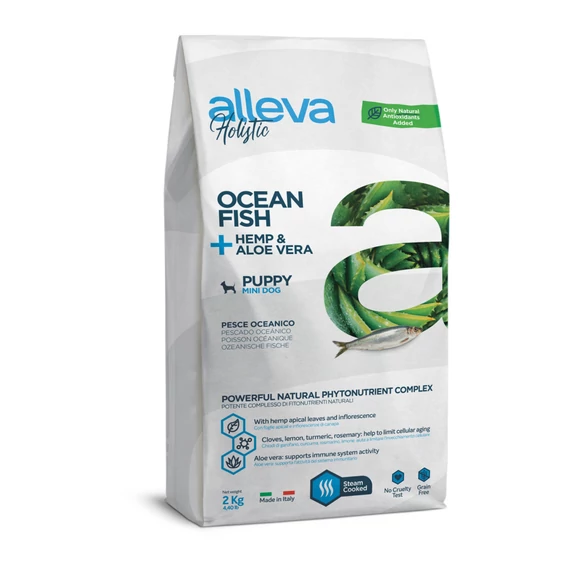 Alleva Holistic Mini Kölyökkutyáknak Tengeri hal + Kender & Aloe Vera 2 kg