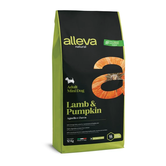 Alleva Natural Mini Felnőtt Kutyáknak Bárány & Sütőtök 12 kg