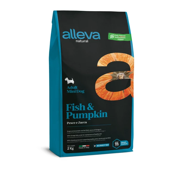 Alleva Natural Mini Felnőtt Kutyáknak Hal & Sütőtök 2 kg