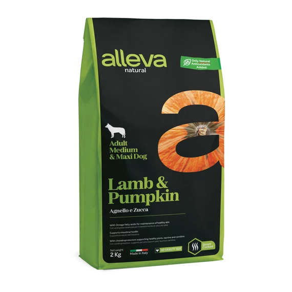 Alleva Natural Medium / Maxi Felnőtt Kutyáknak Bárány & Sütőtök 2 kg