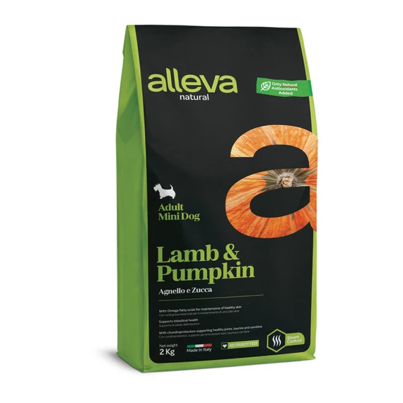 Alleva Natural Mini Felnőtt Kutyáknak Bárány & Sütőtök 2 kg